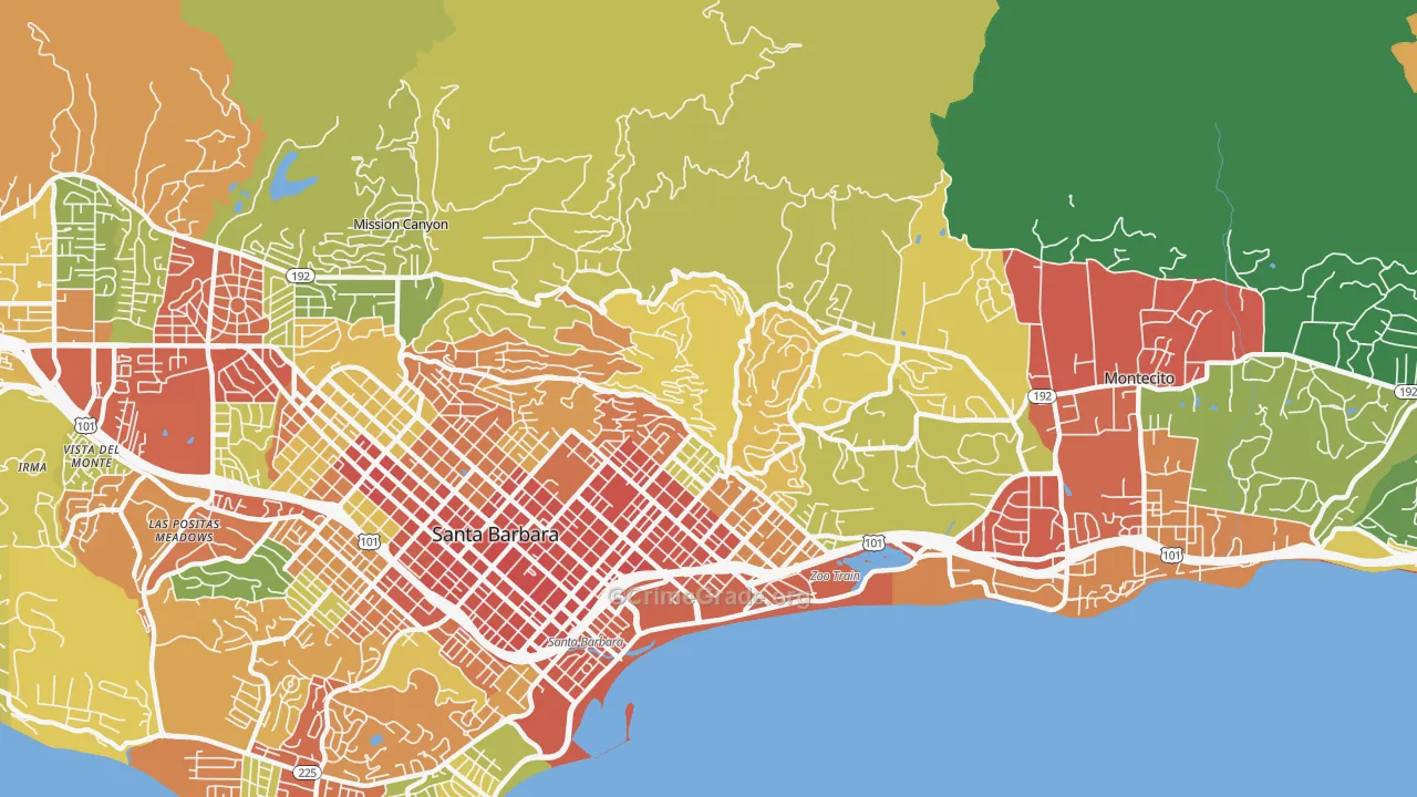 Riviera, Santa Barbara, CA Map of Drug-Related Crime Rates