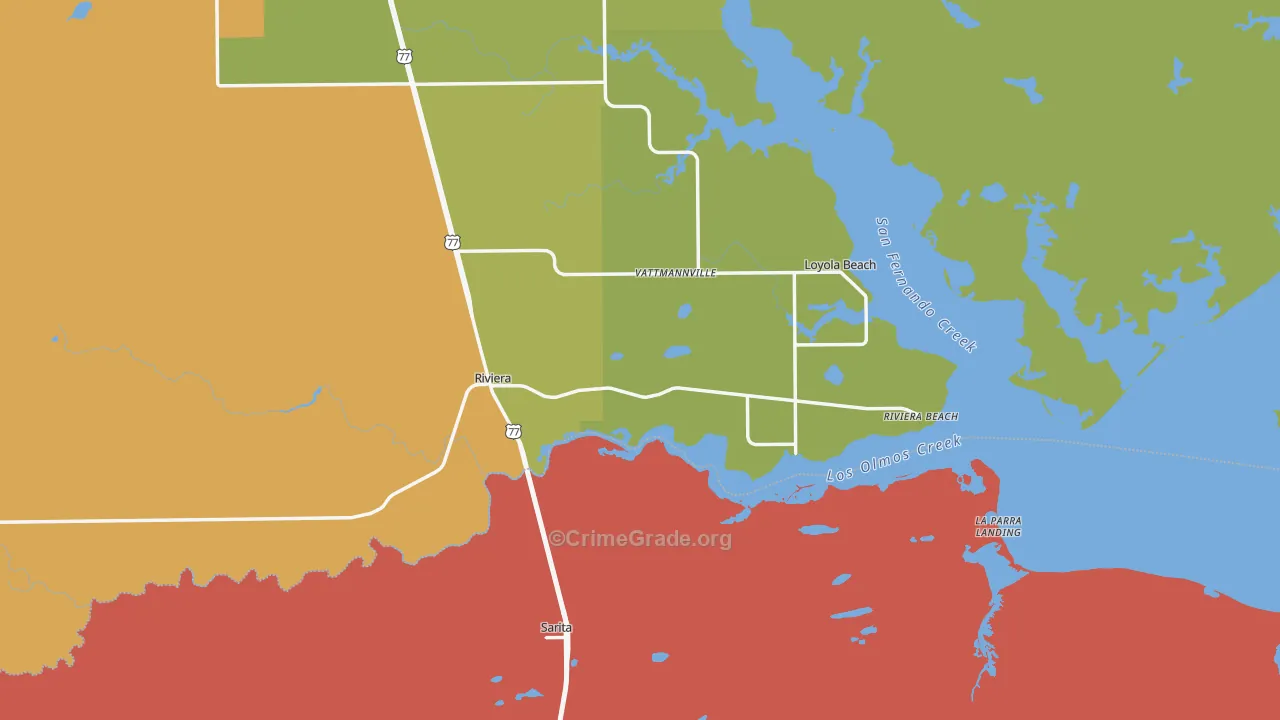 Riviera, TX Map of Drug-Related Crime Rates