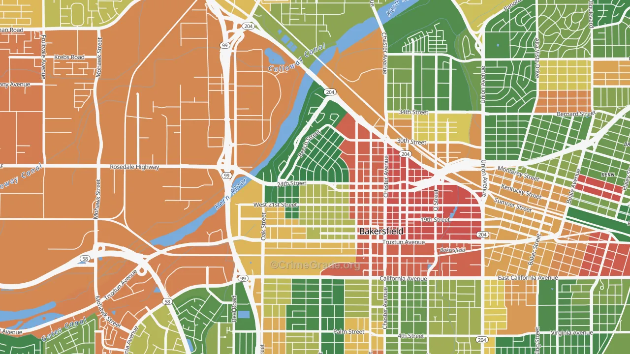 Riviera-Westchester, Bakersfield, CA Map of Drug-Related Crime Rates