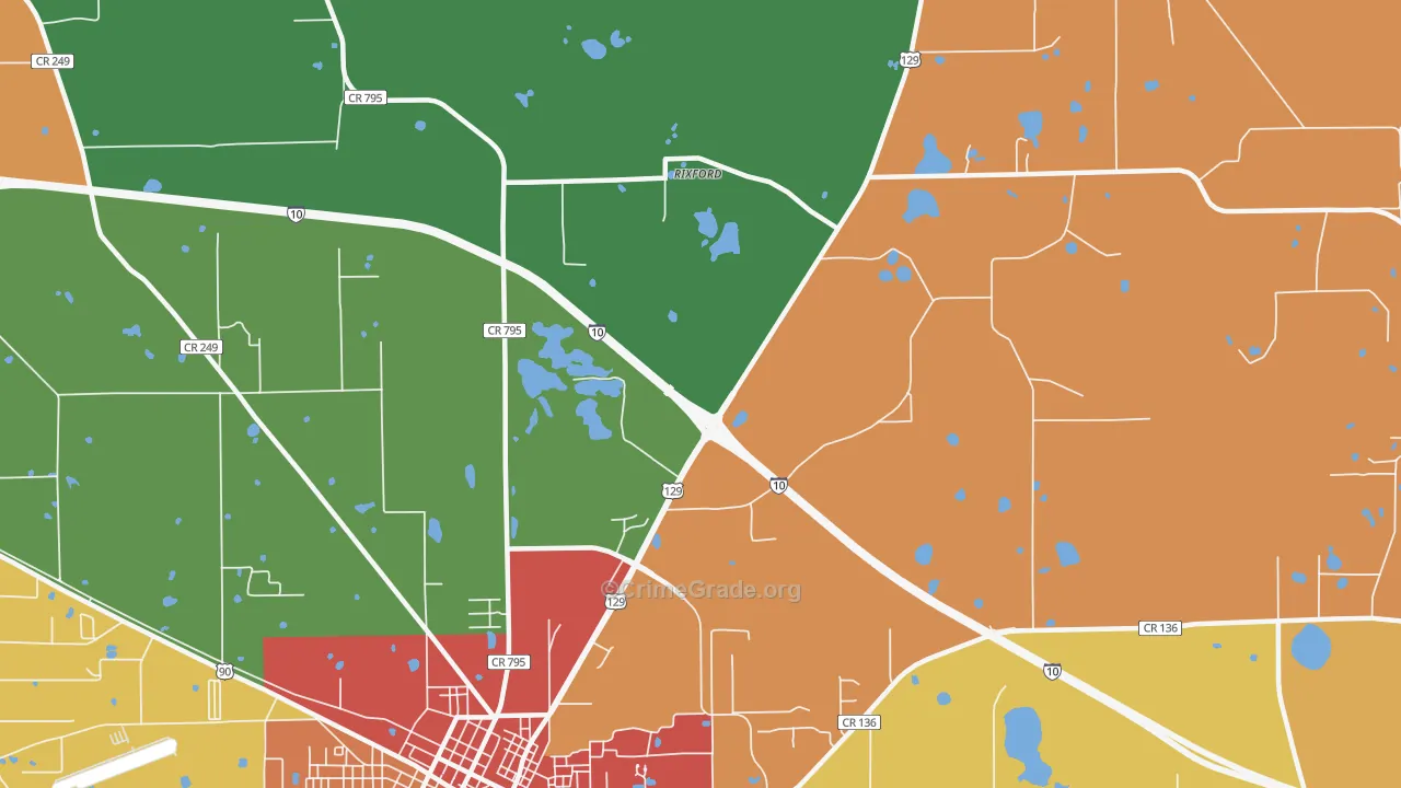 Rixford, FL Map of Drug-Related Crime Rates