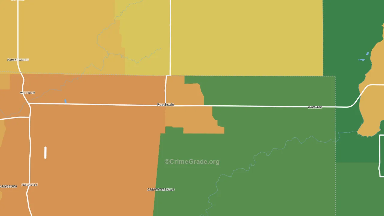 Roachdale, IN Map of Drug-Related Crime Rates