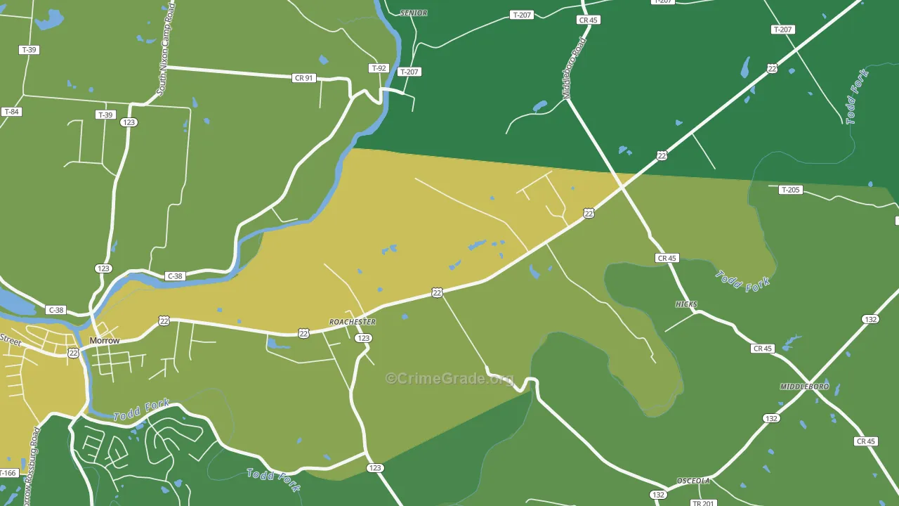 Roachester, OH Map of Drug-Related Crime Rates