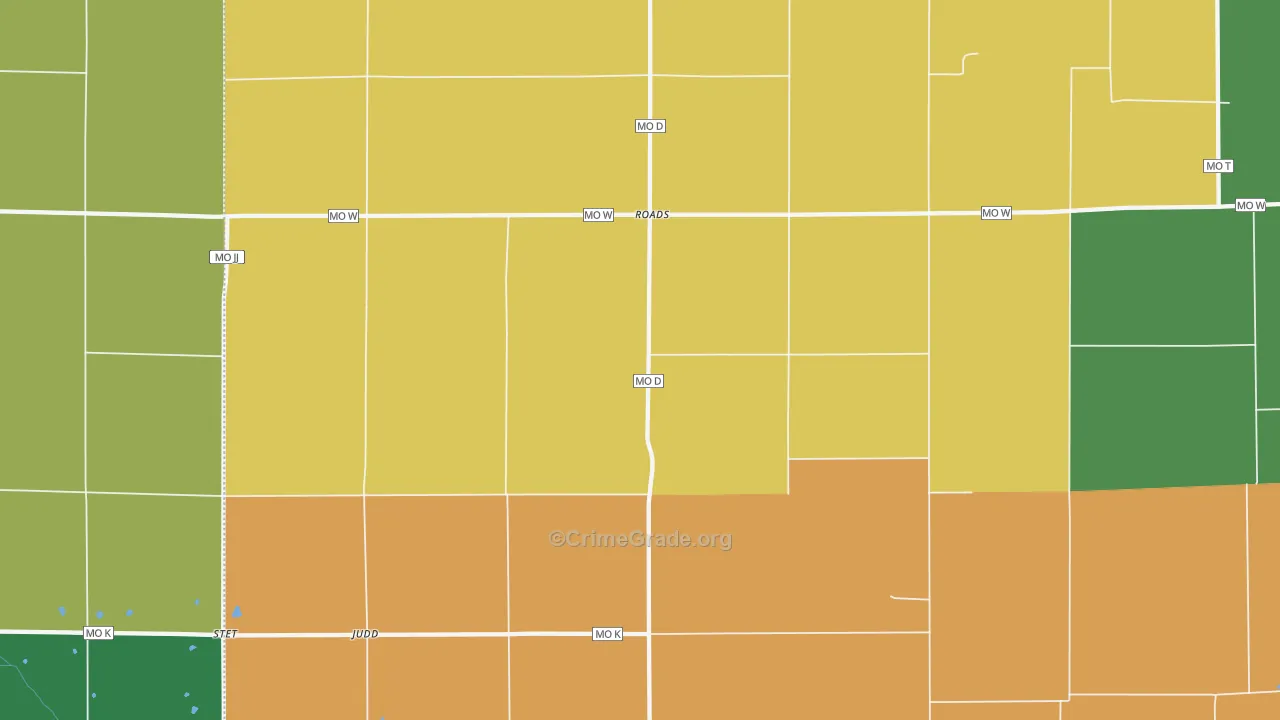Roads, MO Map of Drug-Related Crime Rates