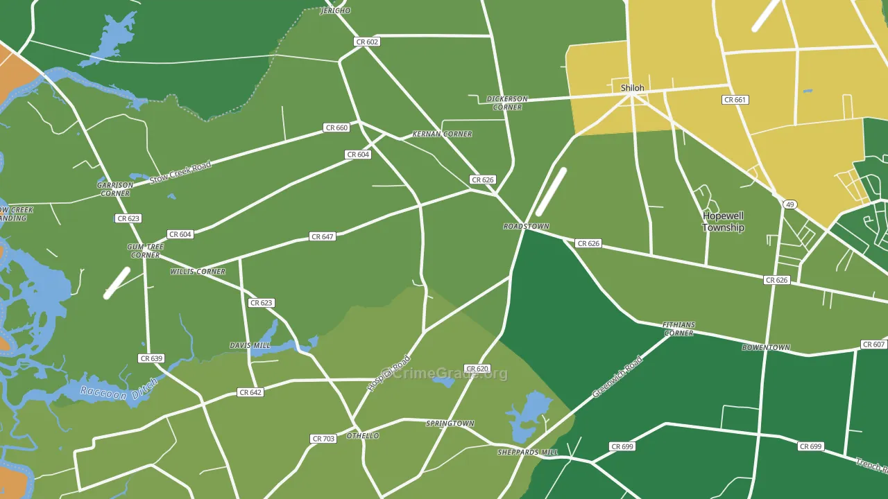 Roadstown, NJ Map of Drug-Related Crime Rates