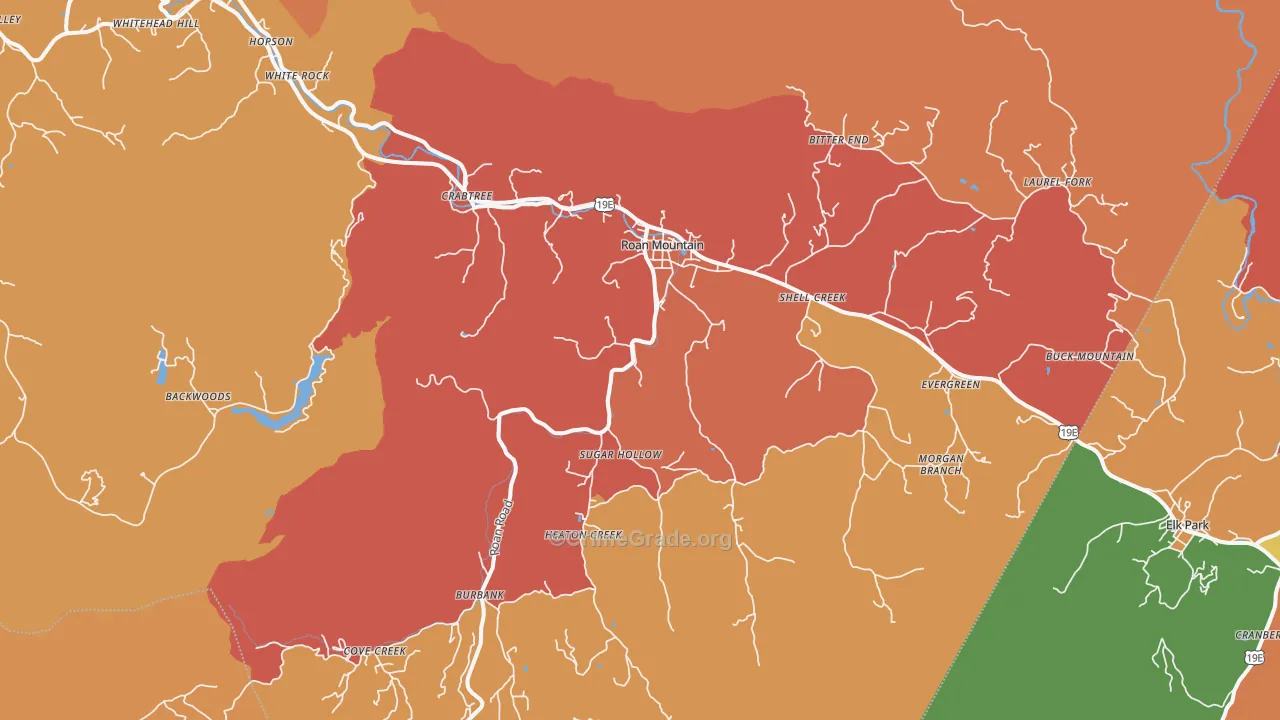Roan Mountain, TN Map of Drug-Related Crime Rates