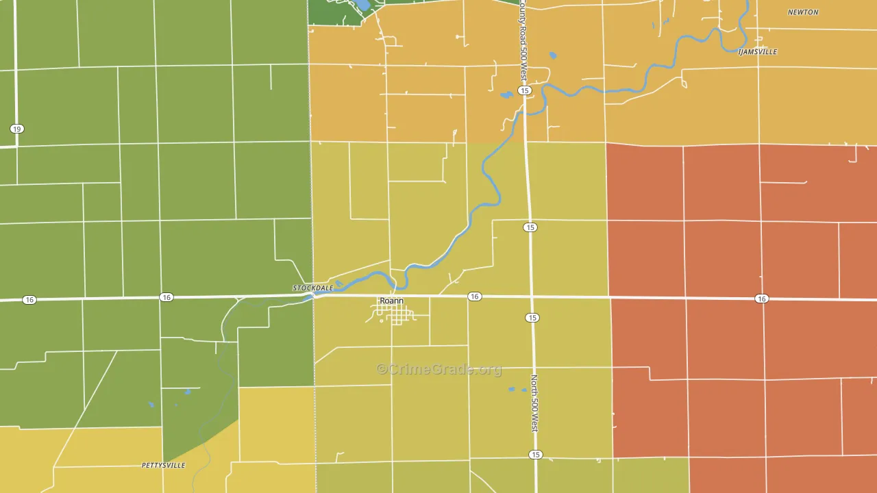Roann, IN Map of Drug-Related Crime Rates