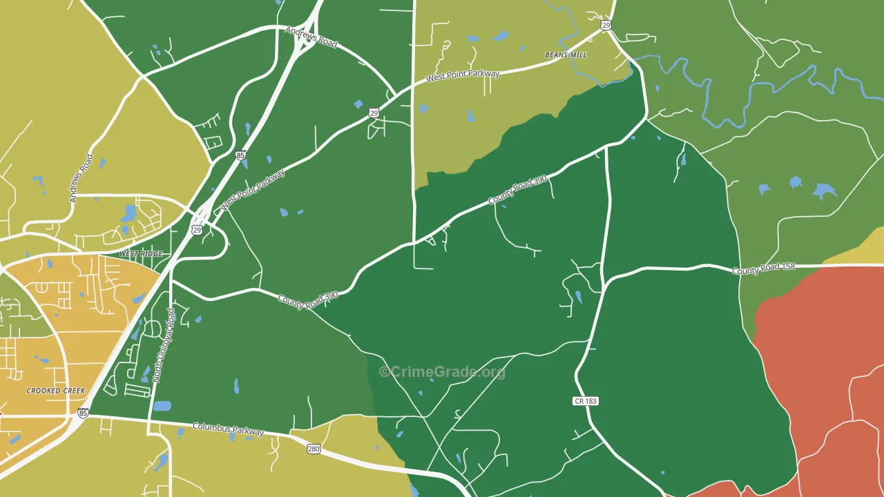 Roanoke Junction, AL Map of Drug-Related Crime Rates
