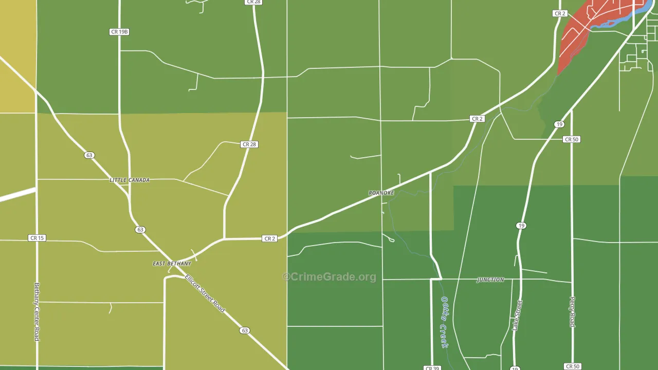 Roanoke, NY Map of Drug-Related Crime Rates