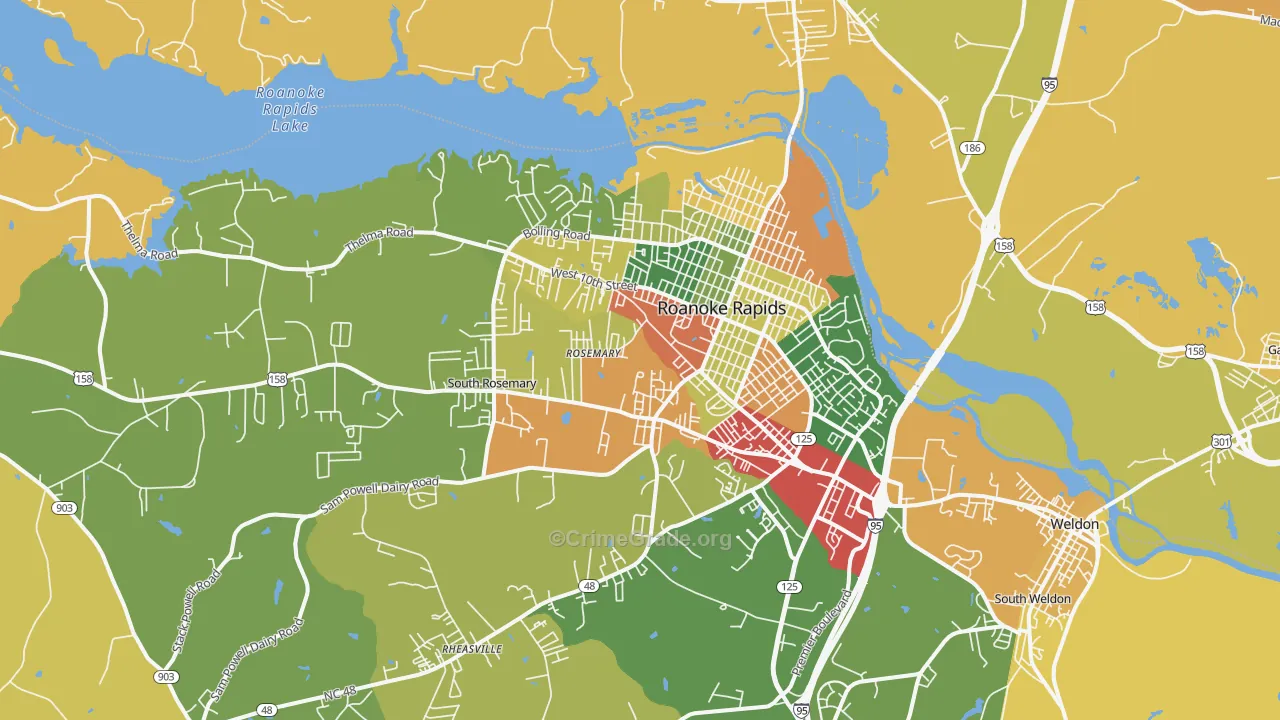 Roanoke Rapids, NC Map of Drug-Related Crime Rates