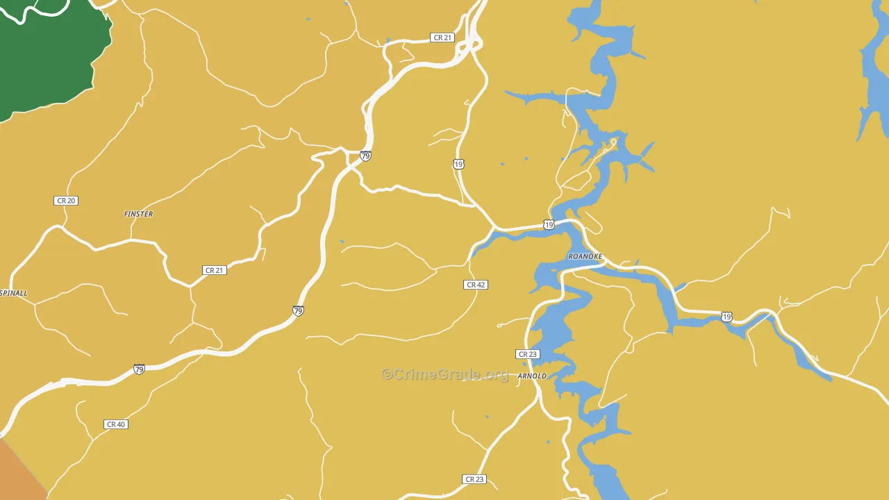 Roanoke, WV Map of Drug-Related Crime Rates