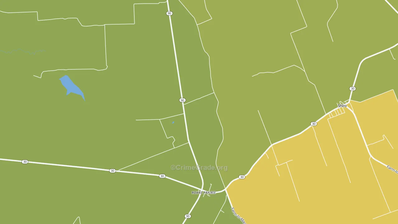 Roans Prairie, TX Map of Drug-Related Crime Rates