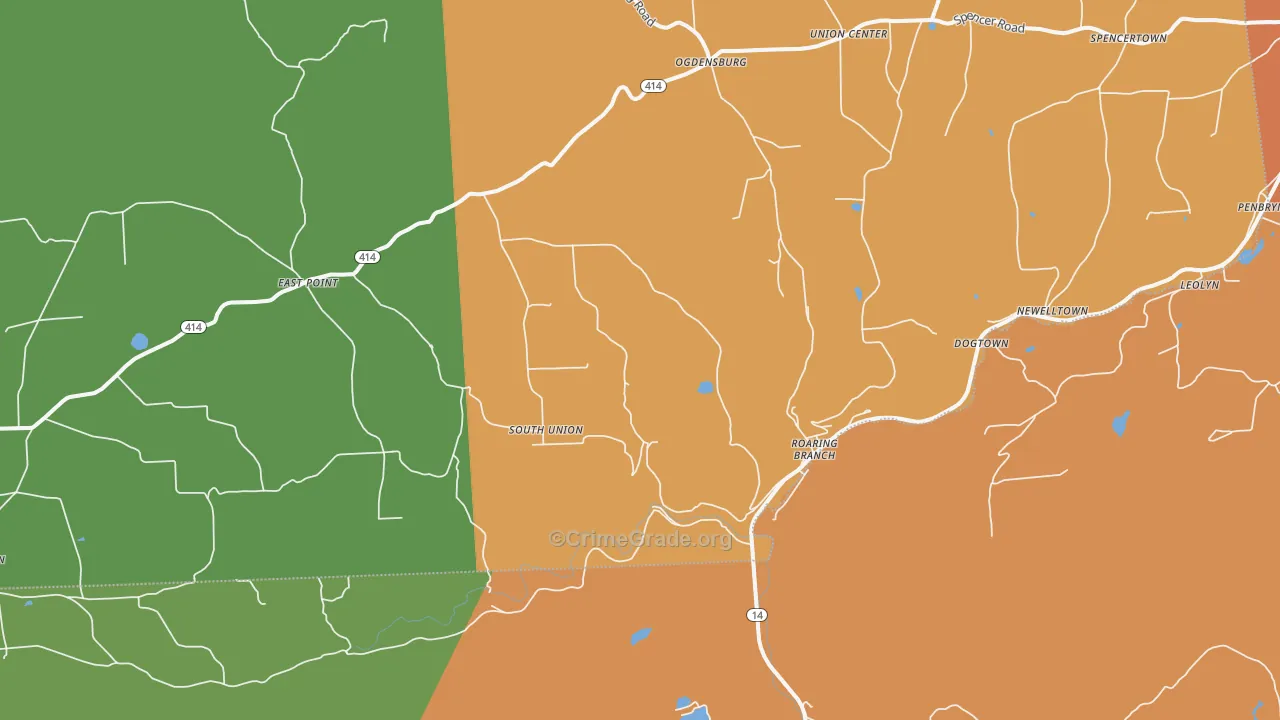 Roaring Branch, PA Map of Drug-Related Crime Rates