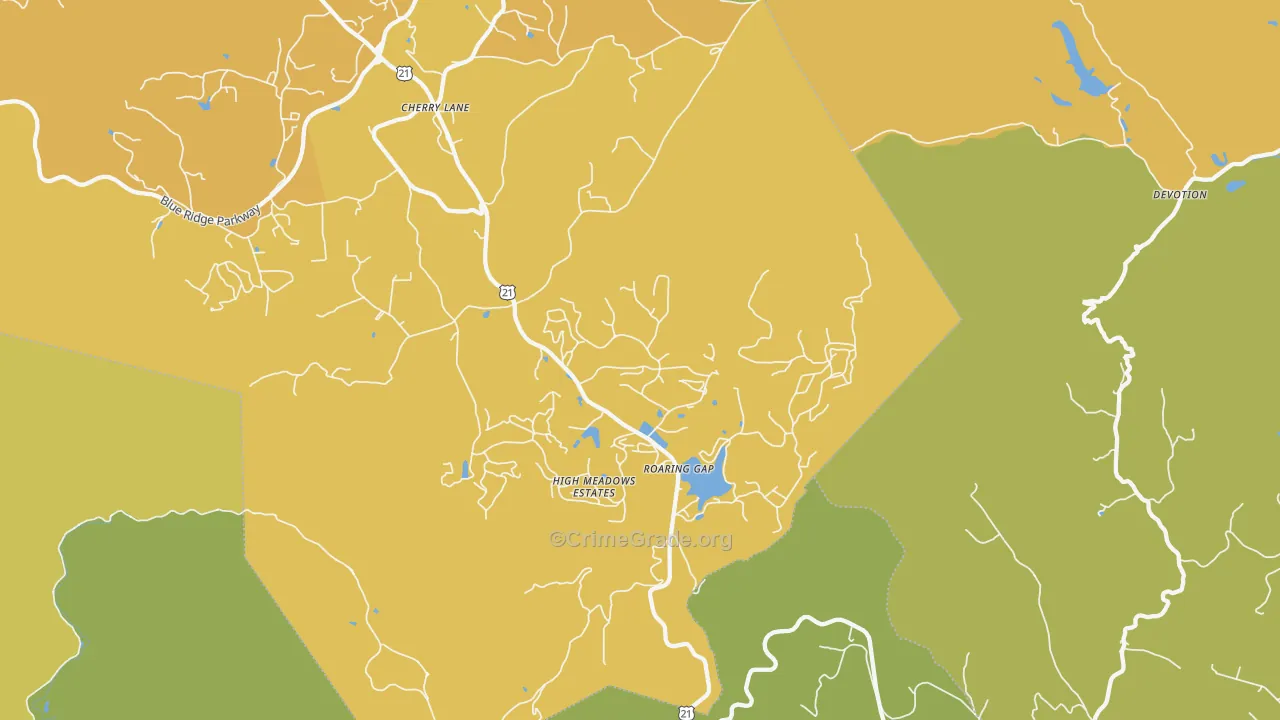 Roaring Gap, NC Map of Drug-Related Crime Rates
