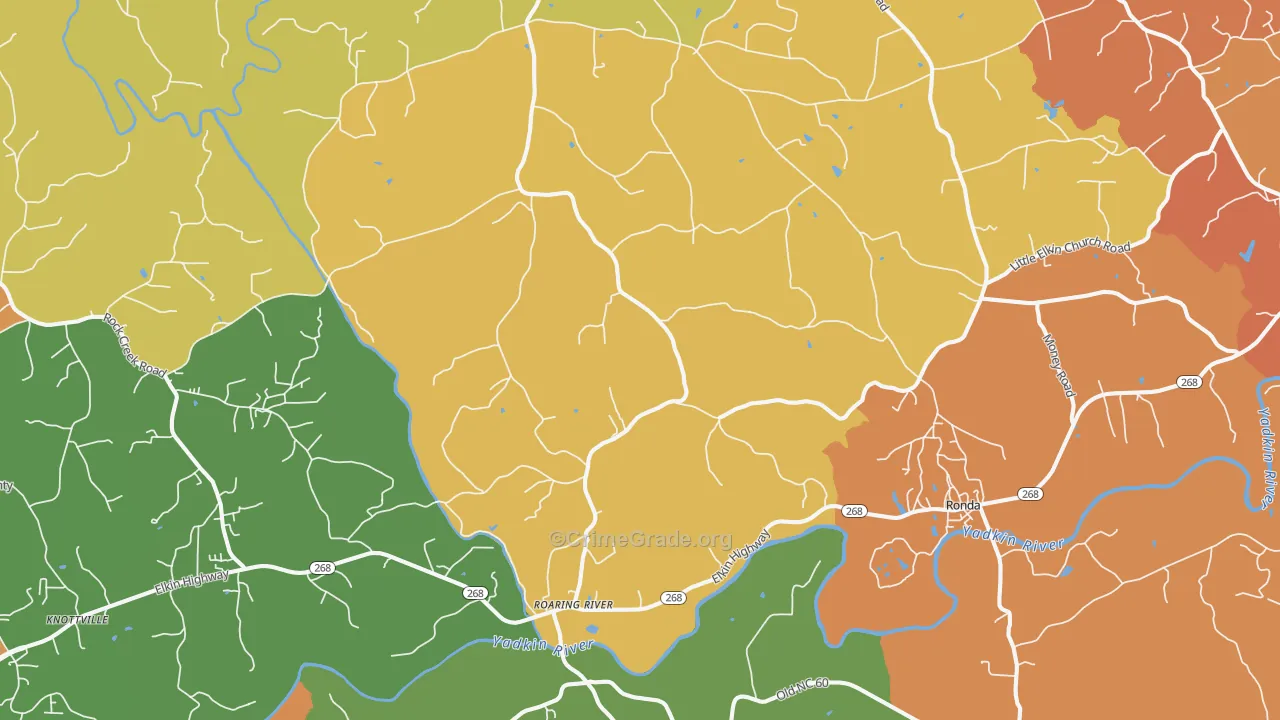 Roaring River, NC Map of Drug-Related Crime Rates