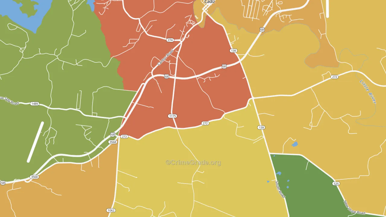 Roaring Spring, KY Map of Drug-Related Crime Rates