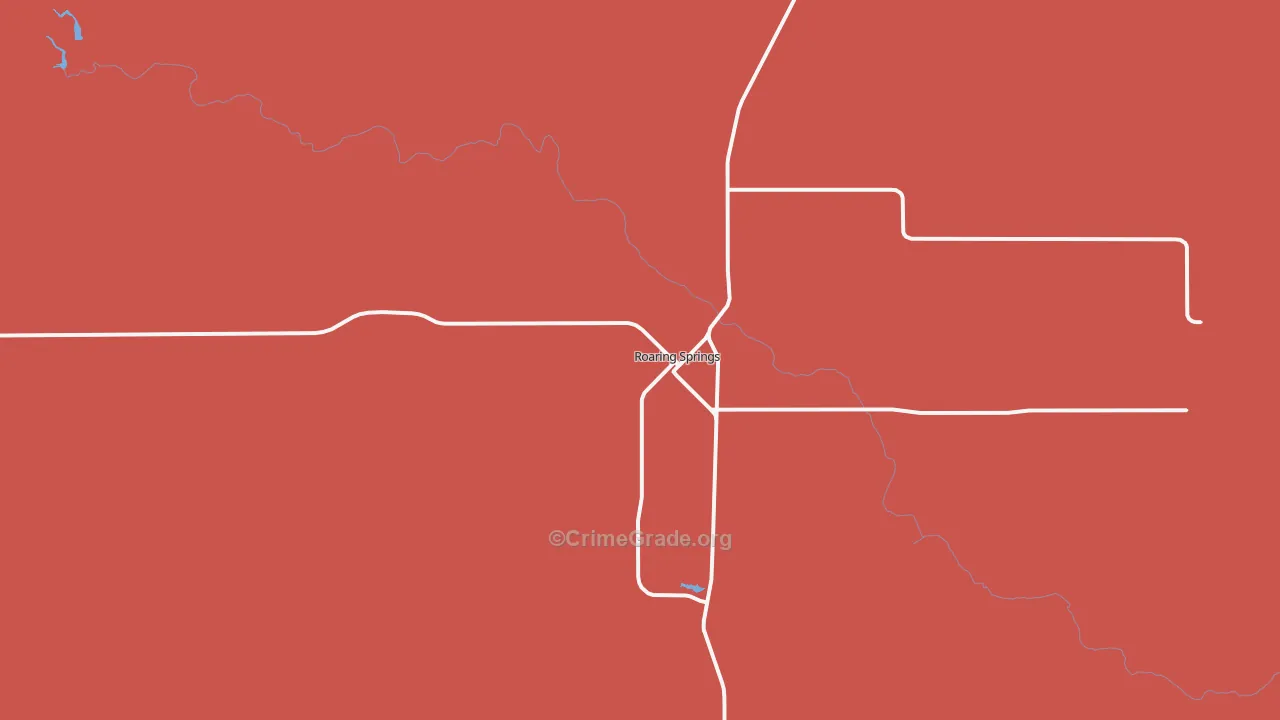 Roaring Springs, TX Map of Drug-Related Crime Rates