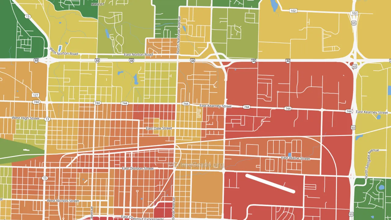 Robberson, Springfield, MO Map of Drug-Related Crime Rates