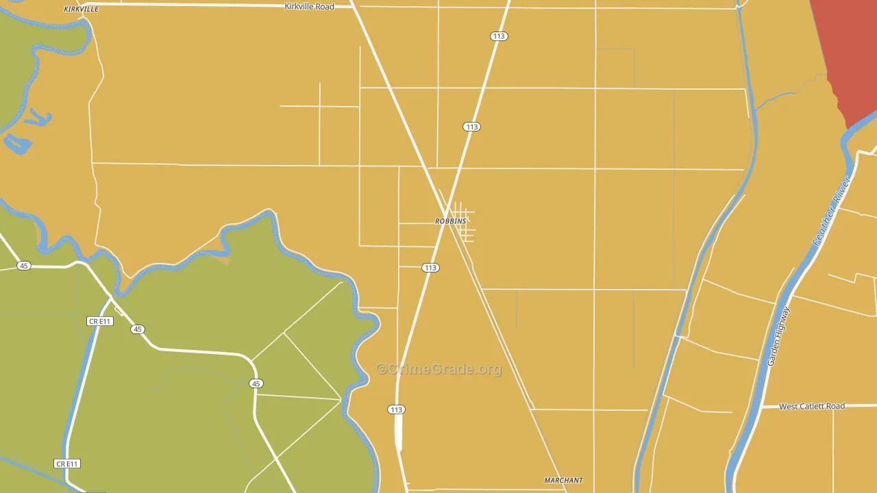 Robbins, CA Map of Drug-Related Crime Rates