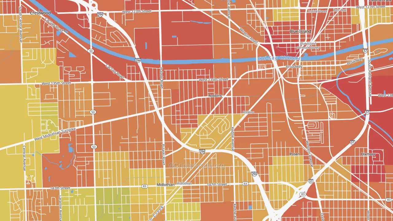 Robbins, IL Map of Drug-Related Crime Rates