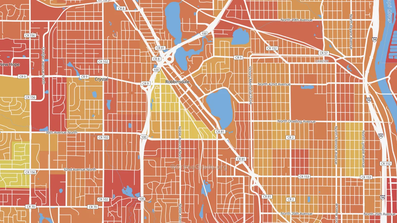 Robbinsdale, MN Map of Drug-Related Crime Rates