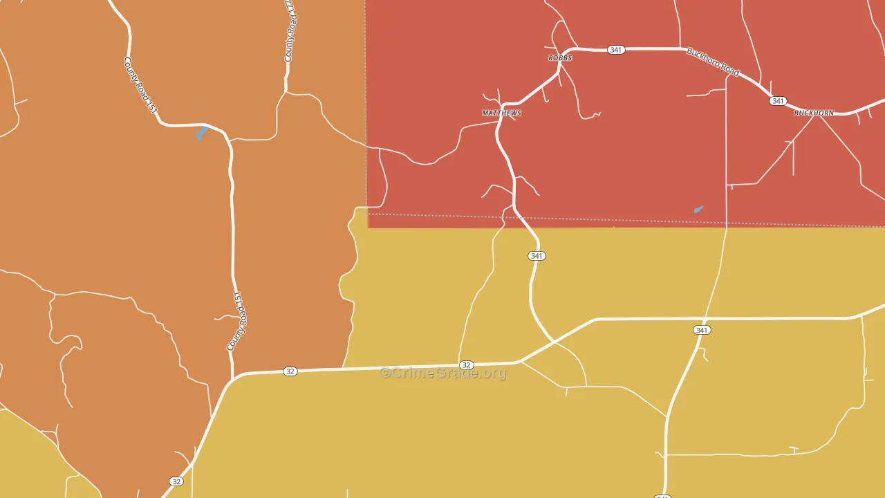 Robbs, MS Map of Drug-Related Crime Rates