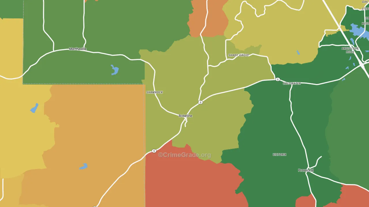 Robeline, LA Map of Drug-Related Crime Rates