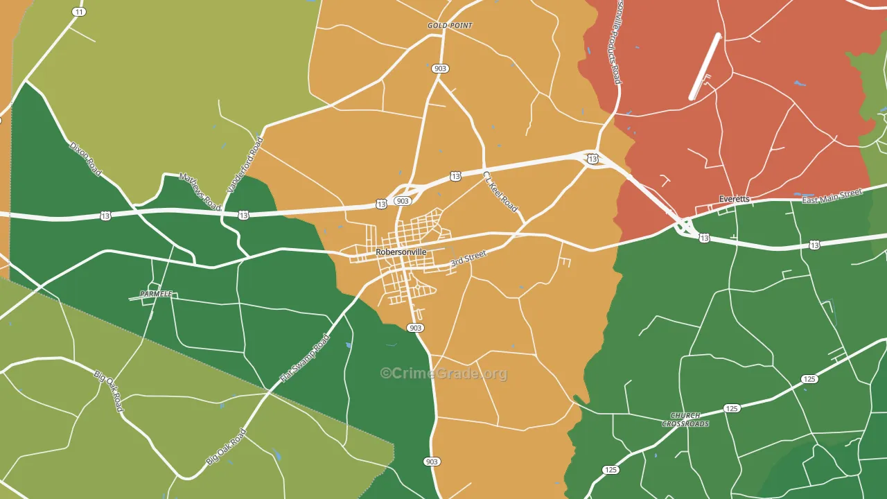 Robersonville, NC Map of Drug-Related Crime Rates