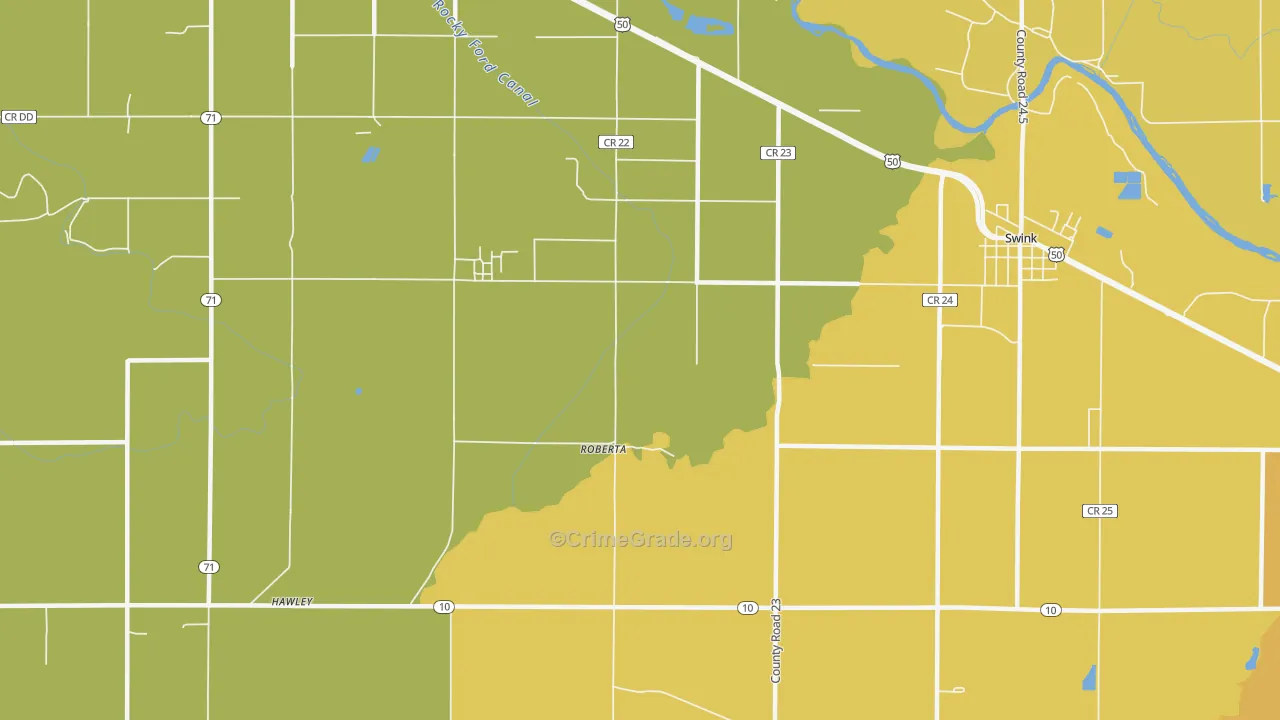Roberta, CO Map of Drug-Related Crime Rates
