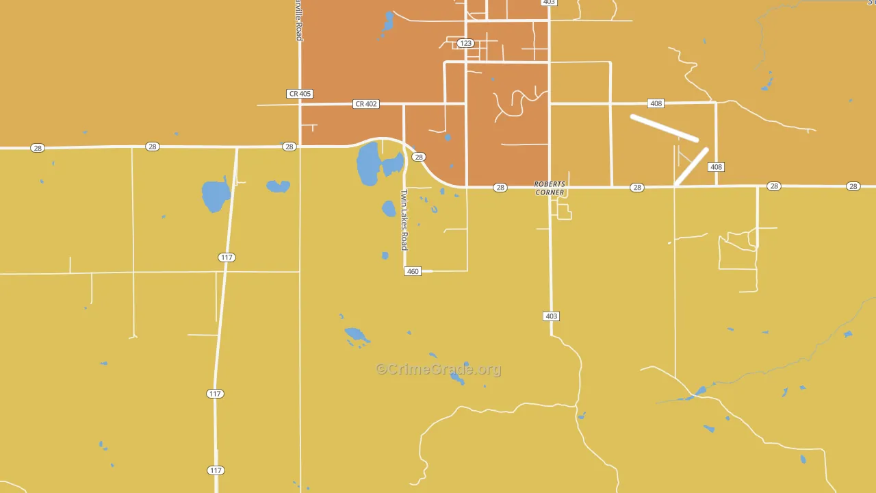 Roberts Corners, MI Map of Drug-Related Crime Rates