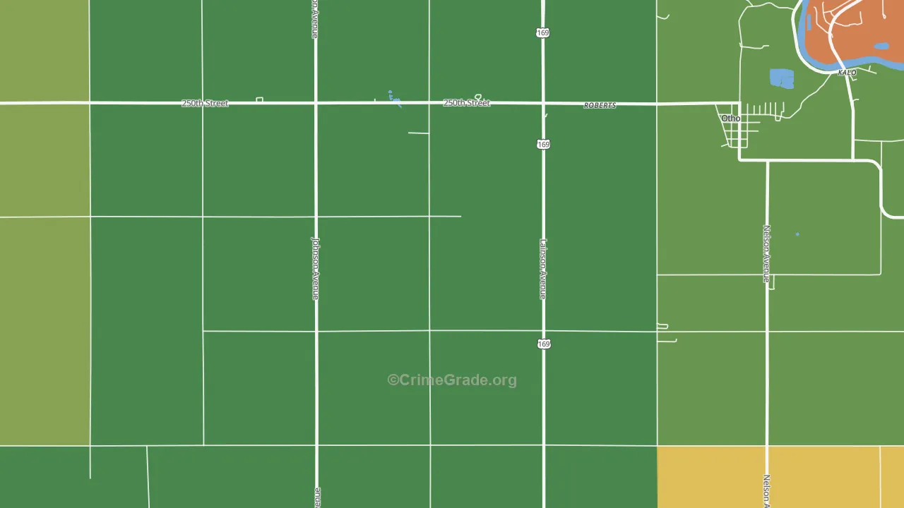 Roberts, IA Map of Drug-Related Crime Rates