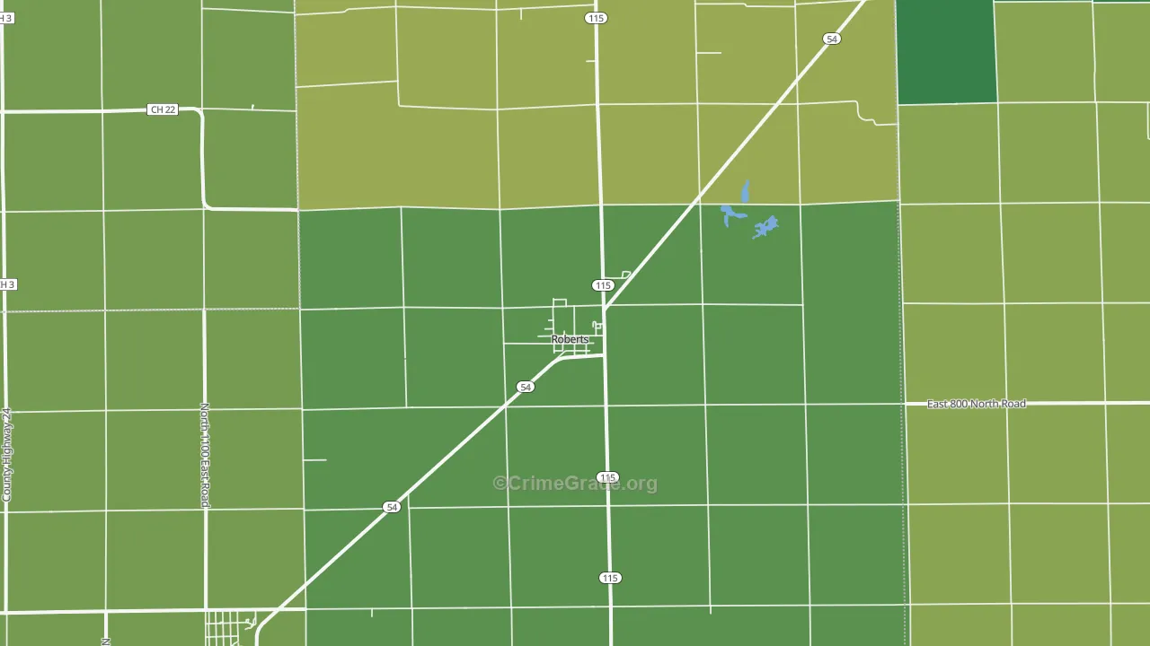 Roberts, IL Map of Drug-Related Crime Rates