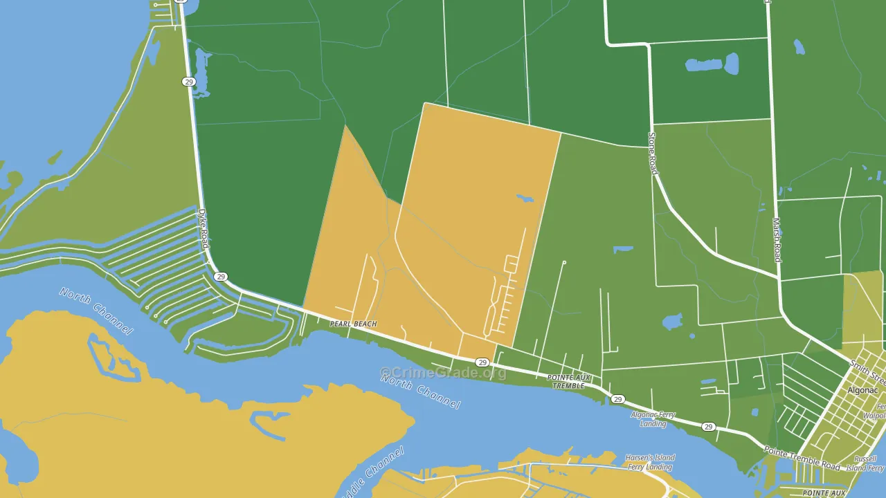Roberts Landing, MI Map of Drug-Related Crime Rates