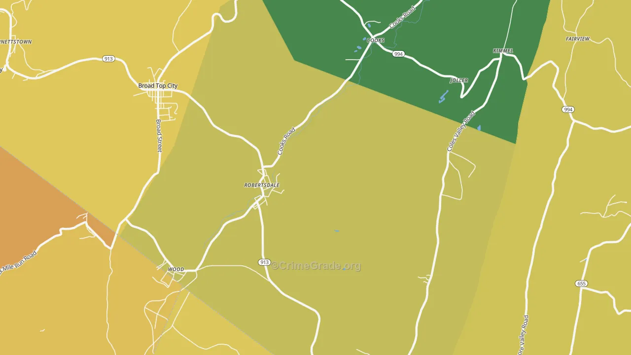 Robertsdale, PA Map of Drug-Related Crime Rates