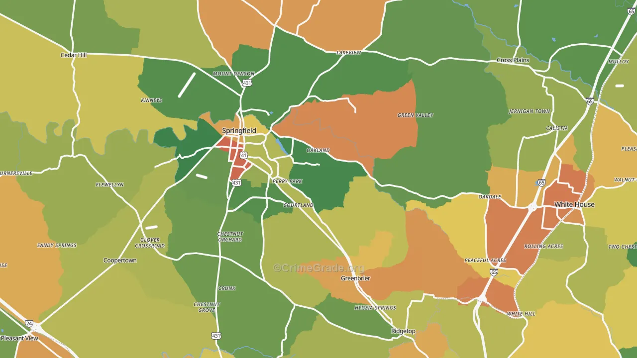 Robertson County, TN Map of Drug-Related Crime Rates