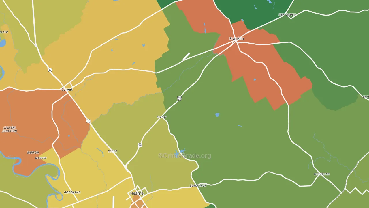Robertson County, TX Map of Drug-Related Crime Rates