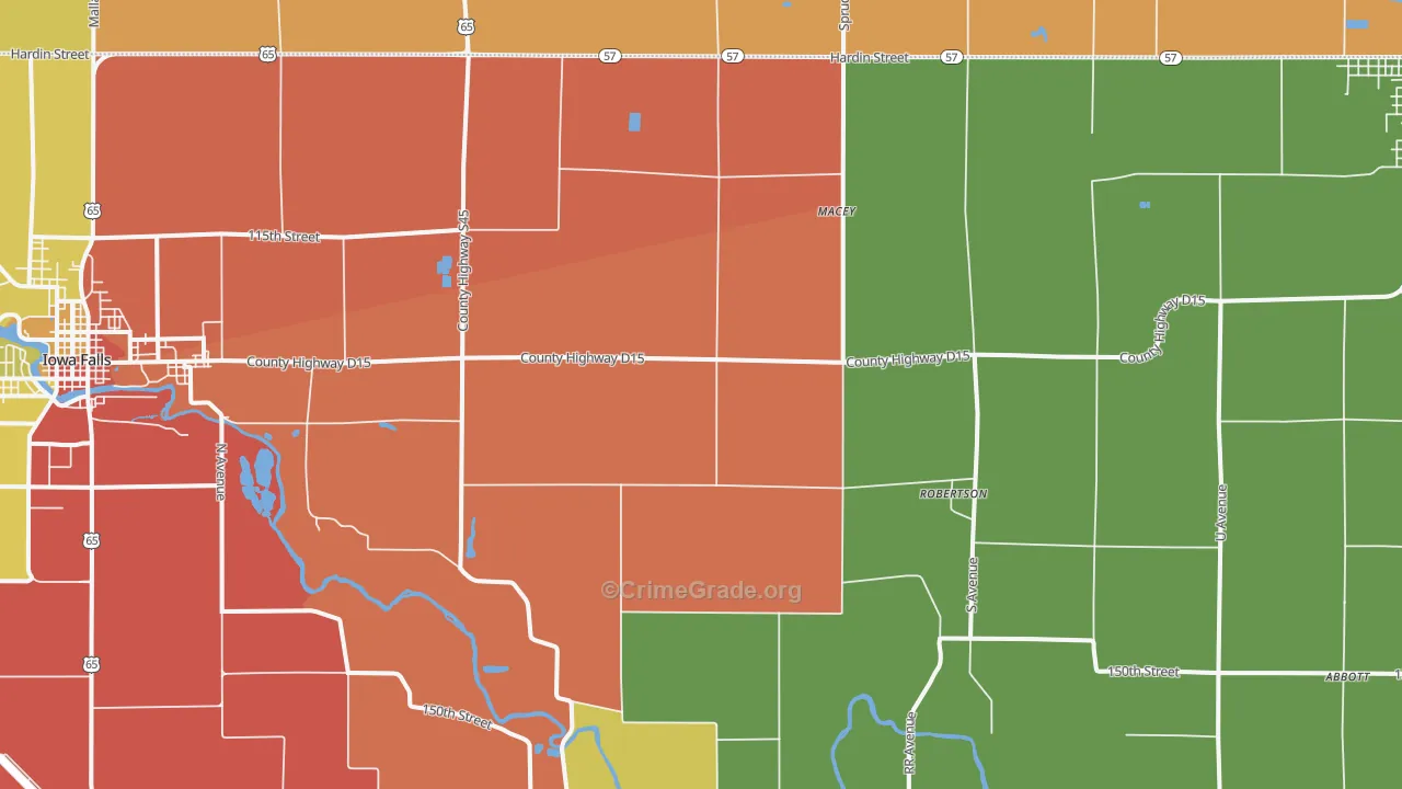 Robertson, IA Map of Drug-Related Crime Rates
