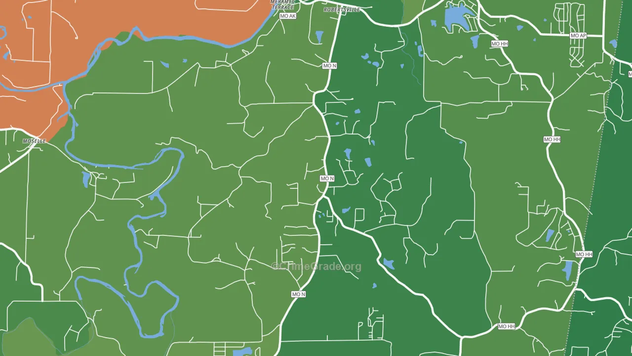 Robertsville, MO Map of Drug-Related Crime Rates