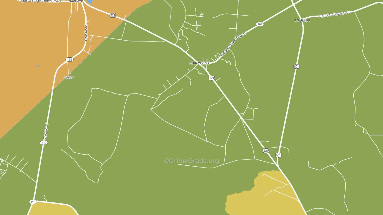 Robertville, SC Map of Drug-Related Crime Rates