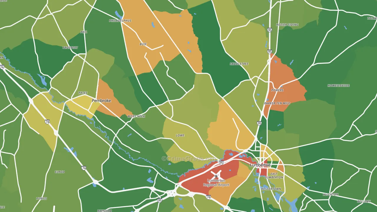 Robeson County, NC Map of Drug-Related Crime Rates