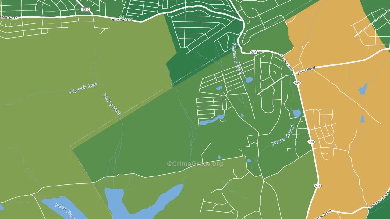 Robin Hood Lakes, PA Map of Drug-Related Crime Rates