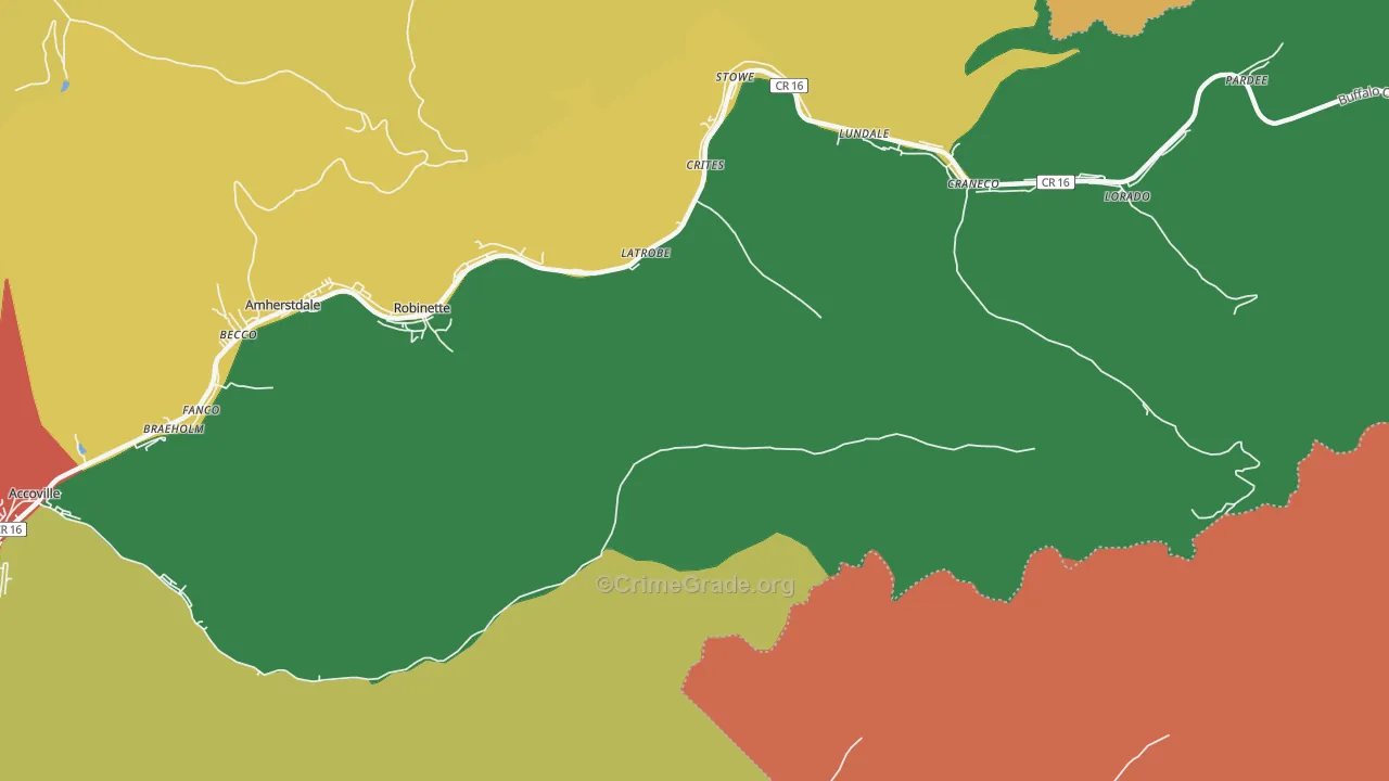 Robinette, WV Map of Drug-Related Crime Rates