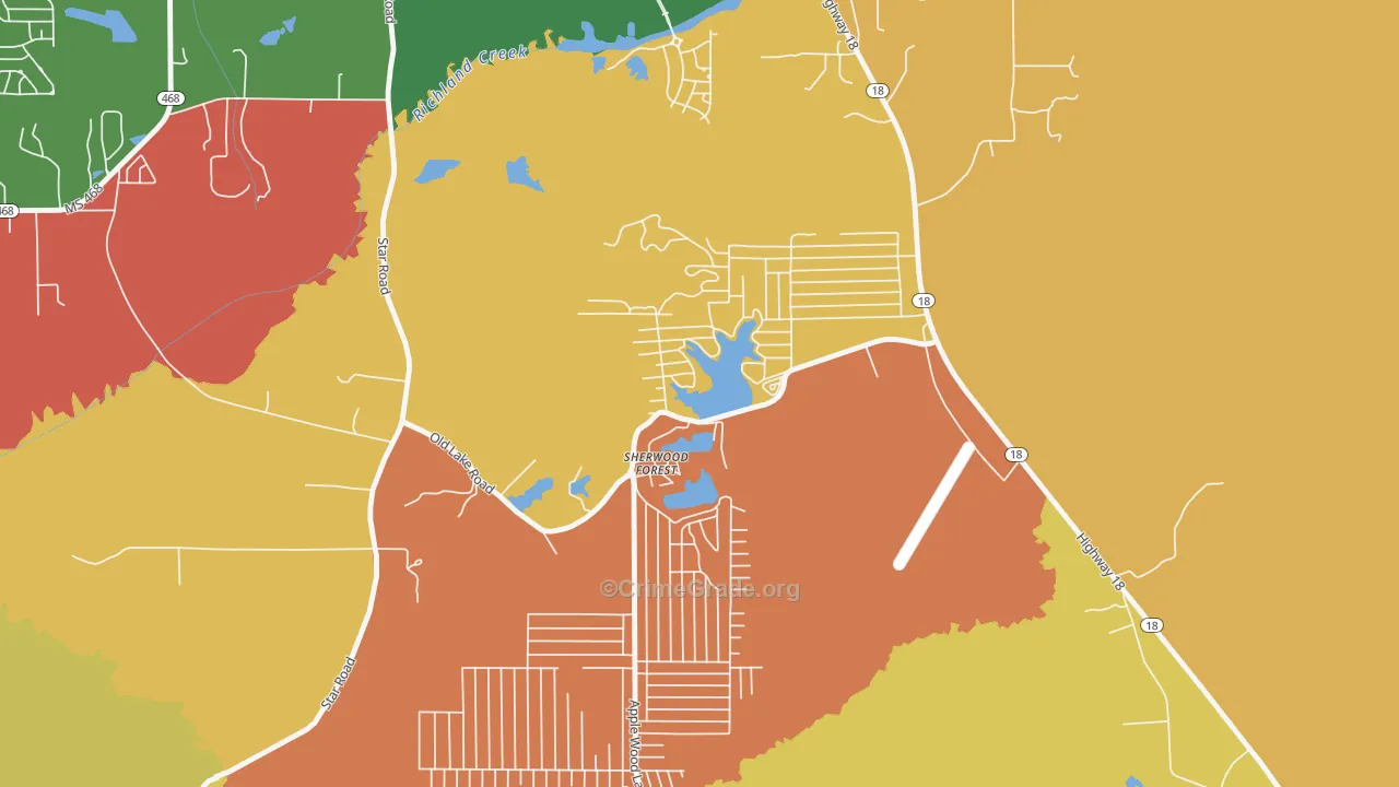 Robinhood, MS Map of Drug-Related Crime Rates