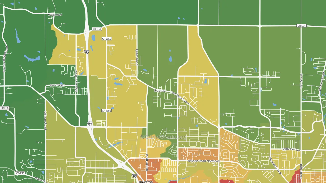 Robins, IA Map of Drug-Related Crime Rates