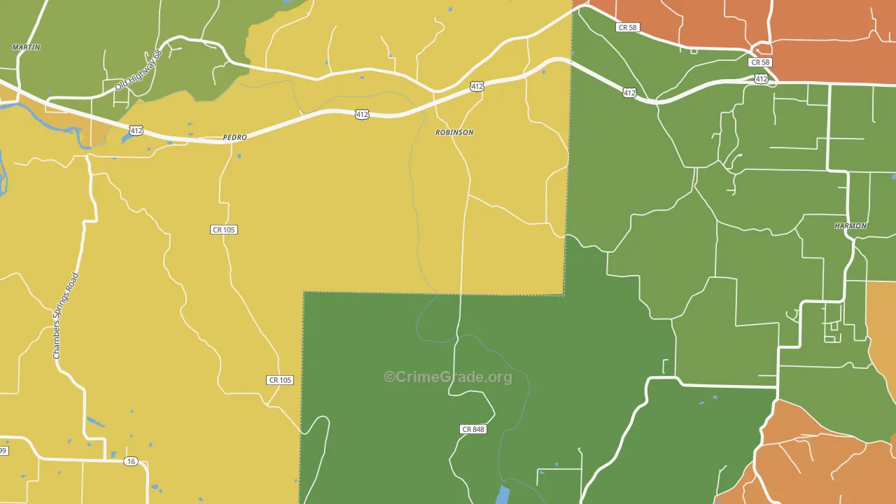 Robinson, AR Map of Drug-Related Crime Rates