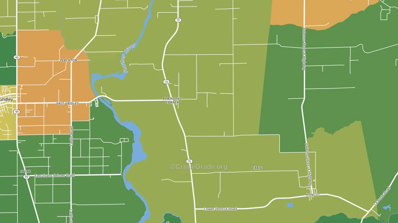 Robinsons Corner, CA Map of Drug-Related Crime Rates