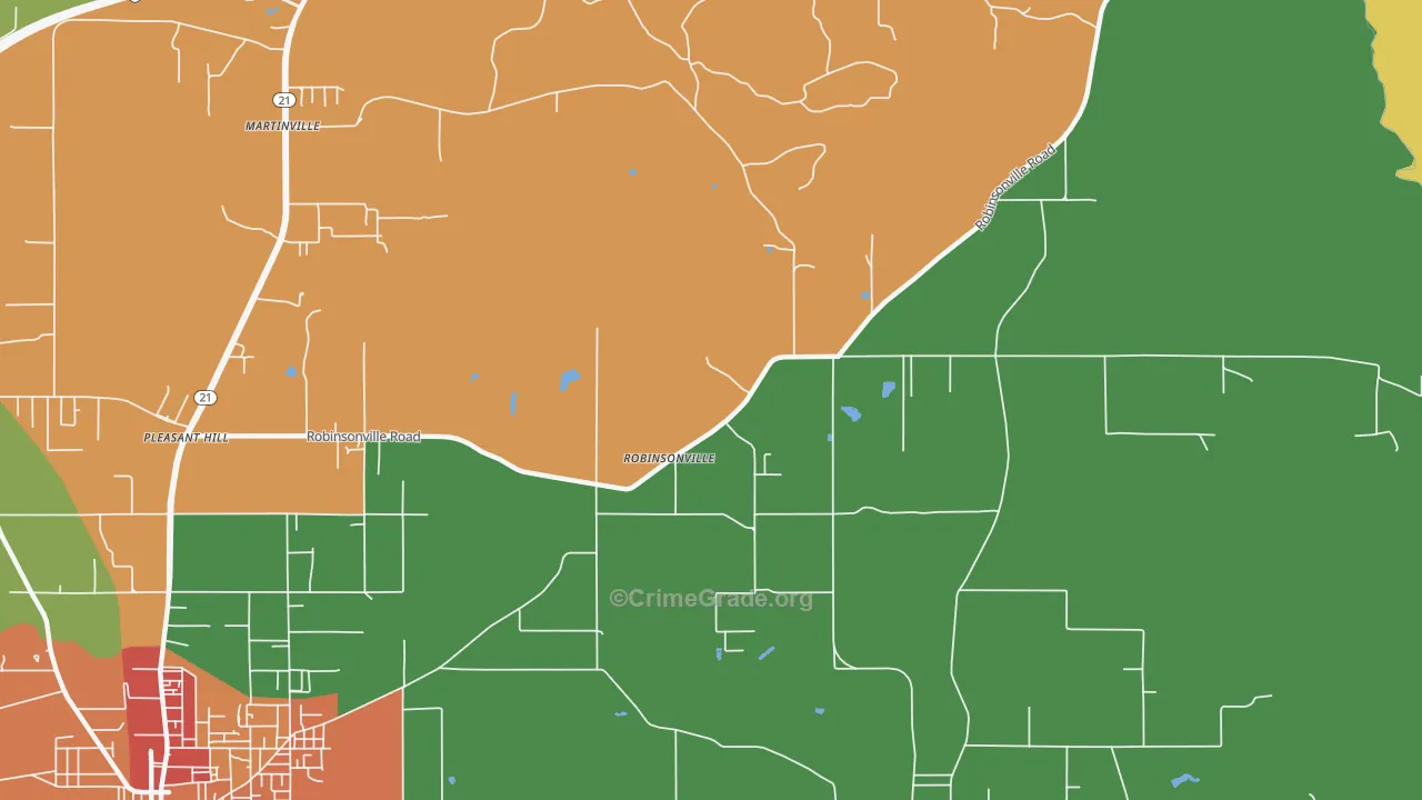 Robinsonville, AL Map of Drug-Related Crime Rates