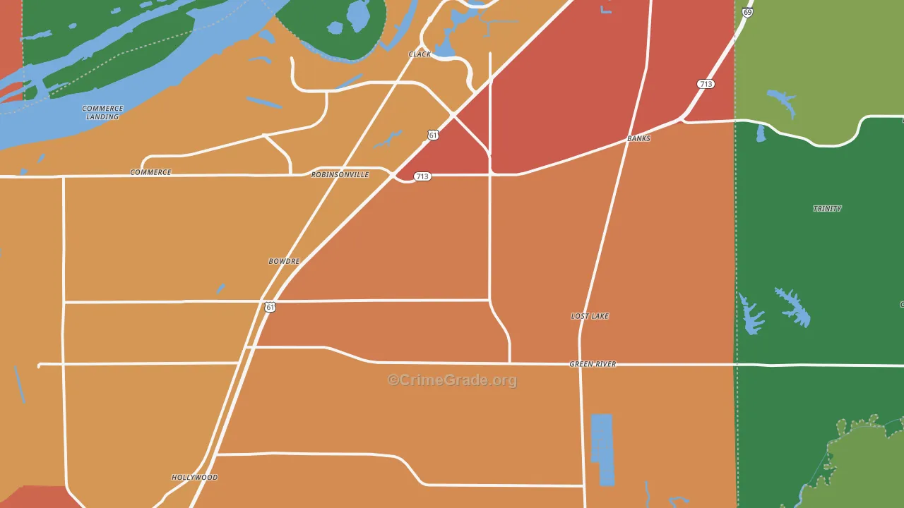 Robinsonville, MS Map of Drug-Related Crime Rates