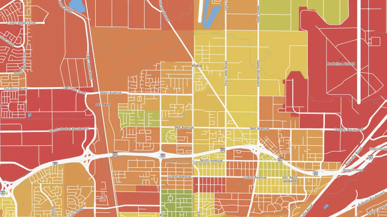 Robla, Sacramento, CA Map of Drug-Related Crime Rates