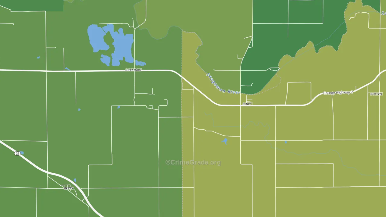 Roby, IL Map of Drug-Related Crime Rates