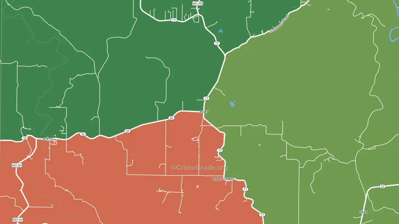 Roby, MO Map of Drug-Related Crime Rates